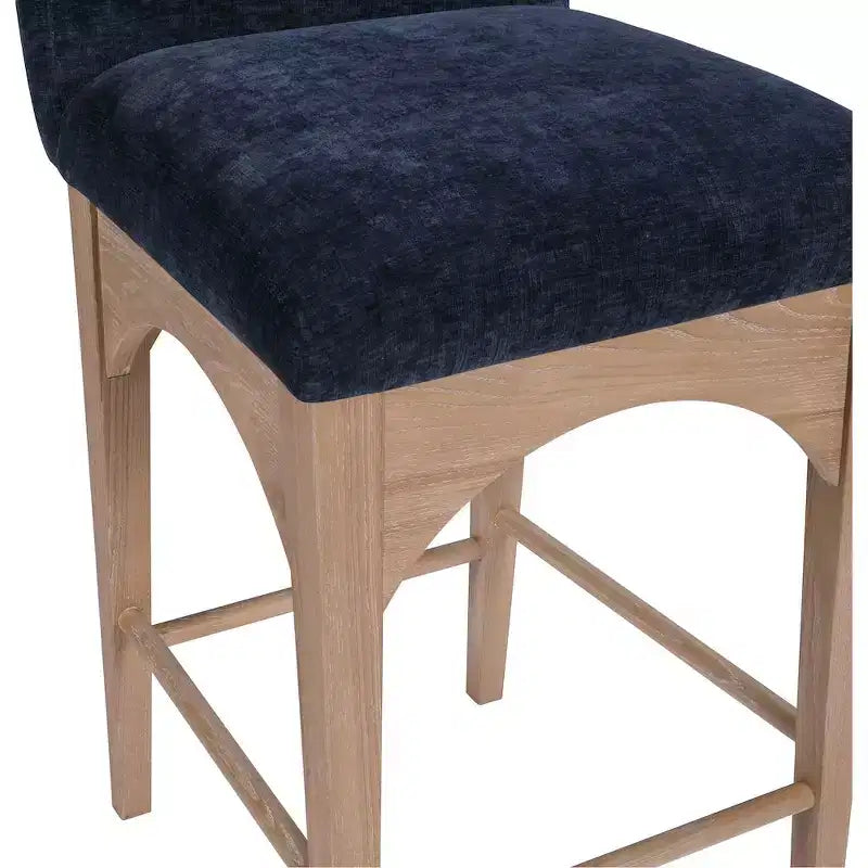 Tabouret en Tissu Chenille Bleu Marine Waldorf