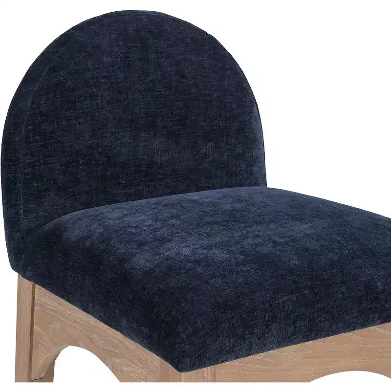 Tabouret en Tissu Chenille Bleu Marine Waldorf