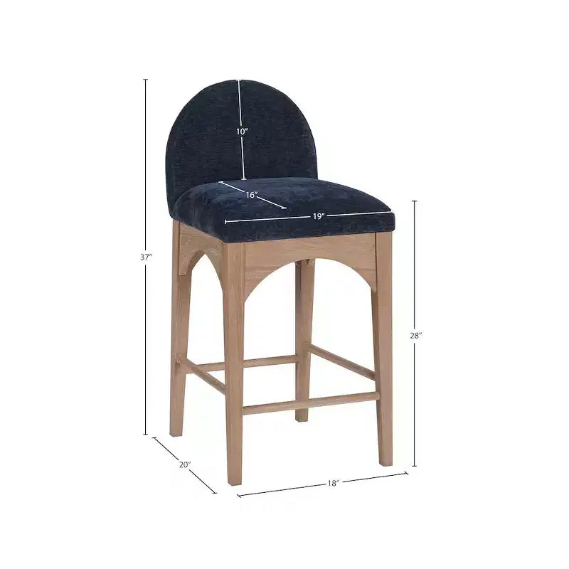 Tabouret en Tissu Chenille Bleu Marine Waldorf