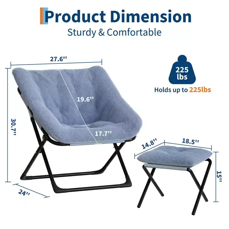 Fauteuil soucoupe, siège moelleux et confortable avec base antidérapante, fauteuil de salon pliable XL pour adolescents et adultes, fauteuil d'appoint pour chambre à coucher ou dortoir