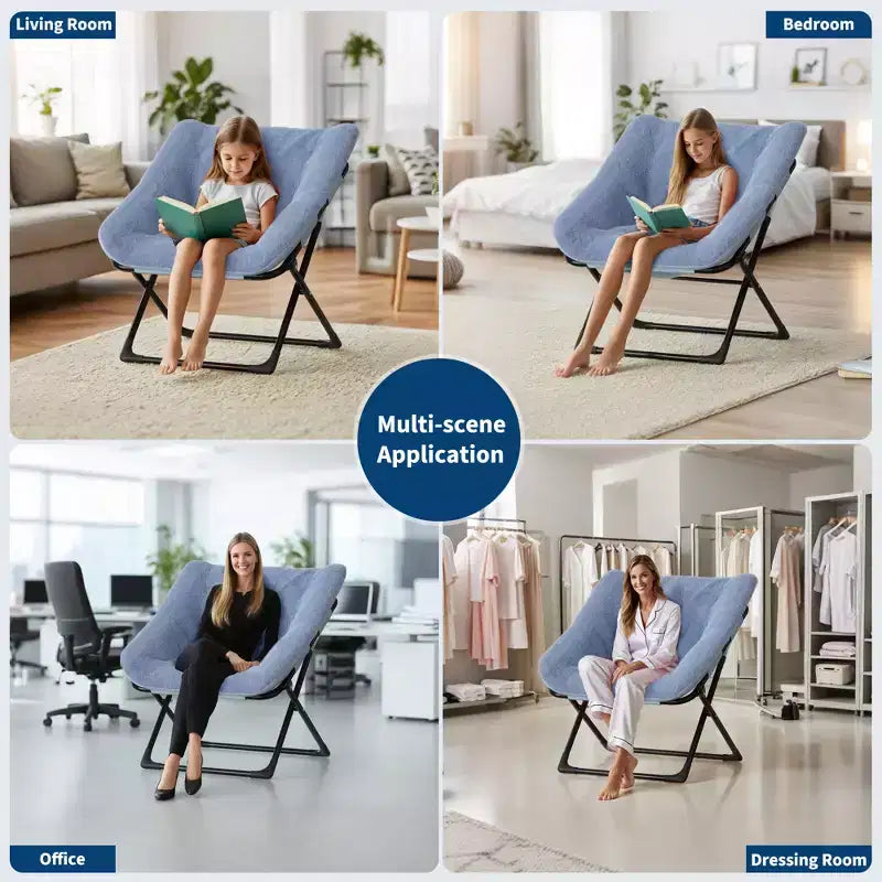 Fauteuil soucoupe, siège moelleux et confortable avec base antidérapante, fauteuil de salon pliable XL pour adolescents et adultes, fauteuil d'appoint pour chambre à coucher ou dortoir