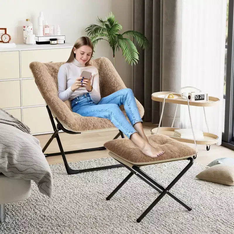 Fauteuil soucoupe, siège moelleux et confortable avec base antidérapante, fauteuil de salon pliable XL pour adolescents et adultes, fauteuil d'appoint pour chambre à coucher ou dortoir