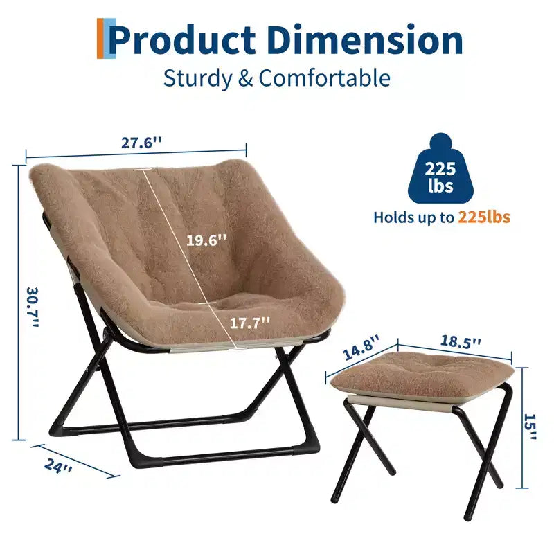 Fauteuil soucoupe, siège moelleux et confortable avec base antidérapante, fauteuil de salon pliable XL pour adolescents et adultes, fauteuil d'appoint pour chambre à coucher ou dortoir