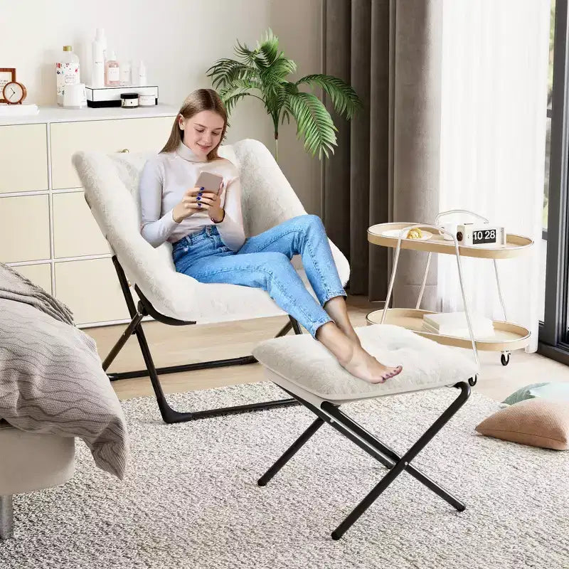 Fauteuil soucoupe, siège moelleux et confortable avec base antidérapante, fauteuil de salon pliable XL pour adolescents et adultes, fauteuil d'appoint pour chambre à coucher ou dortoir