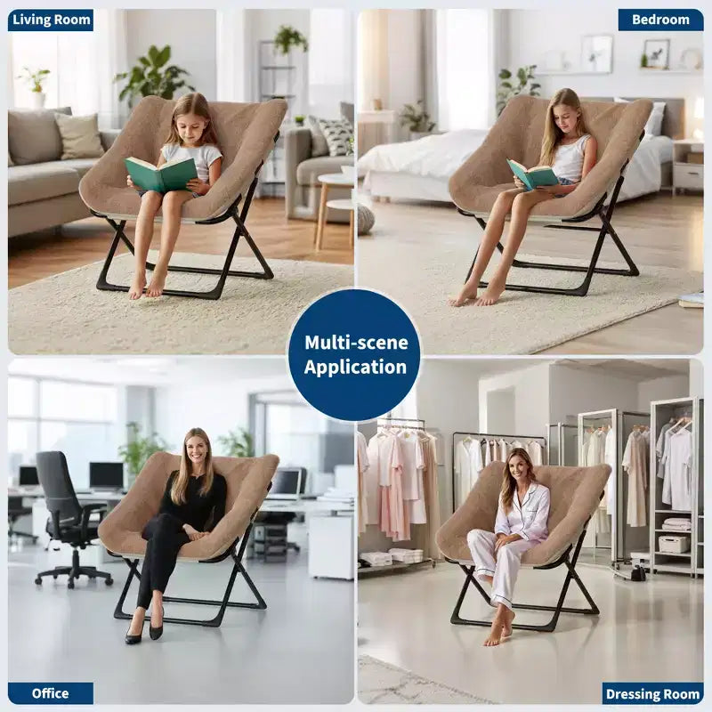 Fauteuil soucoupe, siège moelleux et confortable avec base antidérapante, fauteuil de salon pliable XL pour adolescents et adultes, fauteuil d'appoint pour chambre à coucher ou dortoir