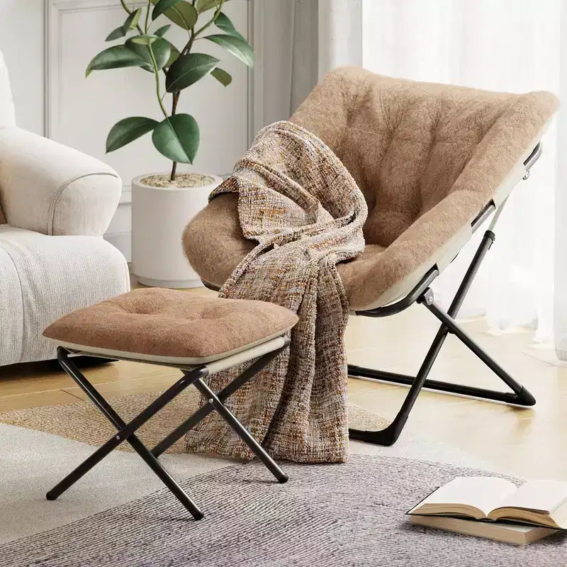 Fauteuil soucoupe, siège moelleux et confortable avec base antidérapante, fauteuil de salon pliable XL pour adolescents et adultes, fauteuil d'appoint pour chambre à coucher ou dortoir