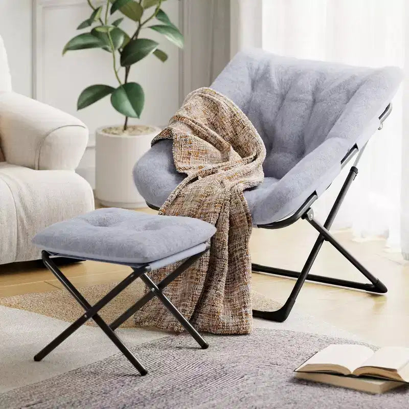 Fauteuil soucoupe, siège moelleux et confortable avec base antidérapante, fauteuil de salon pliable XL pour adolescents et adultes, fauteuil d'appoint pour chambre à coucher ou dortoir