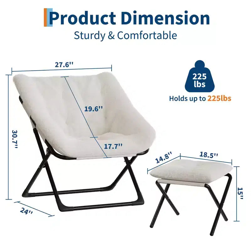 Fauteuil soucoupe, siège moelleux et confortable avec base antidérapante, fauteuil de salon pliable XL pour adolescents et adultes, fauteuil d'appoint pour chambre à coucher ou dortoir