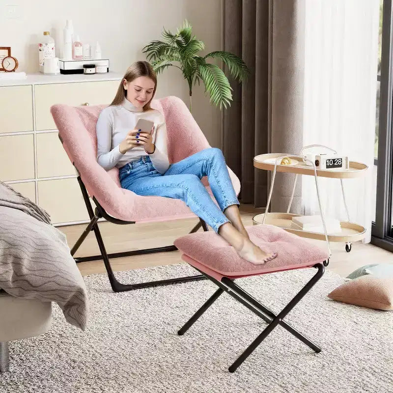 Fauteuil soucoupe, siège moelleux et confortable avec base antidérapante, fauteuil de salon pliable XL pour adolescents et adultes, fauteuil d'appoint pour chambre à coucher ou dortoir