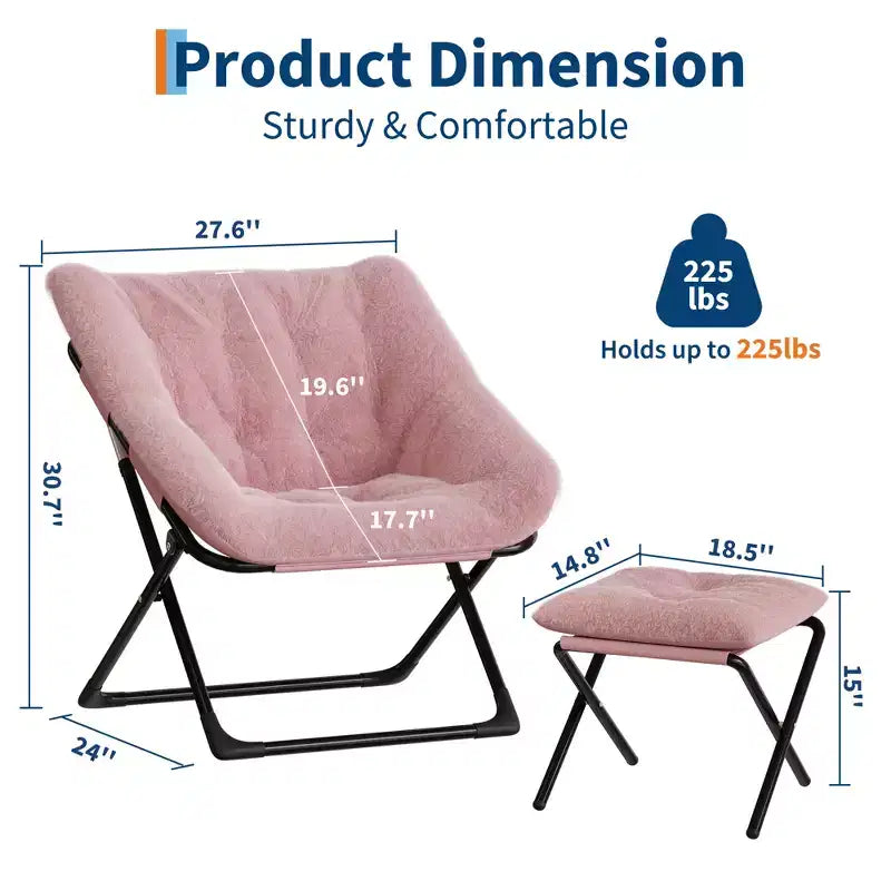 Fauteuil soucoupe, siège moelleux et confortable avec base antidérapante, fauteuil de salon pliable XL pour adolescents et adultes, fauteuil d'appoint pour chambre à coucher ou dortoir
