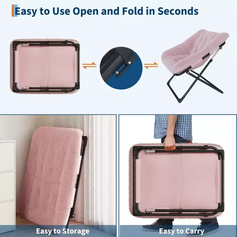 Fauteuil soucoupe, siège moelleux et confortable avec base antidérapante, fauteuil de salon pliable XL pour adolescents et adultes, fauteuil d'appoint pour chambre à coucher ou dortoir