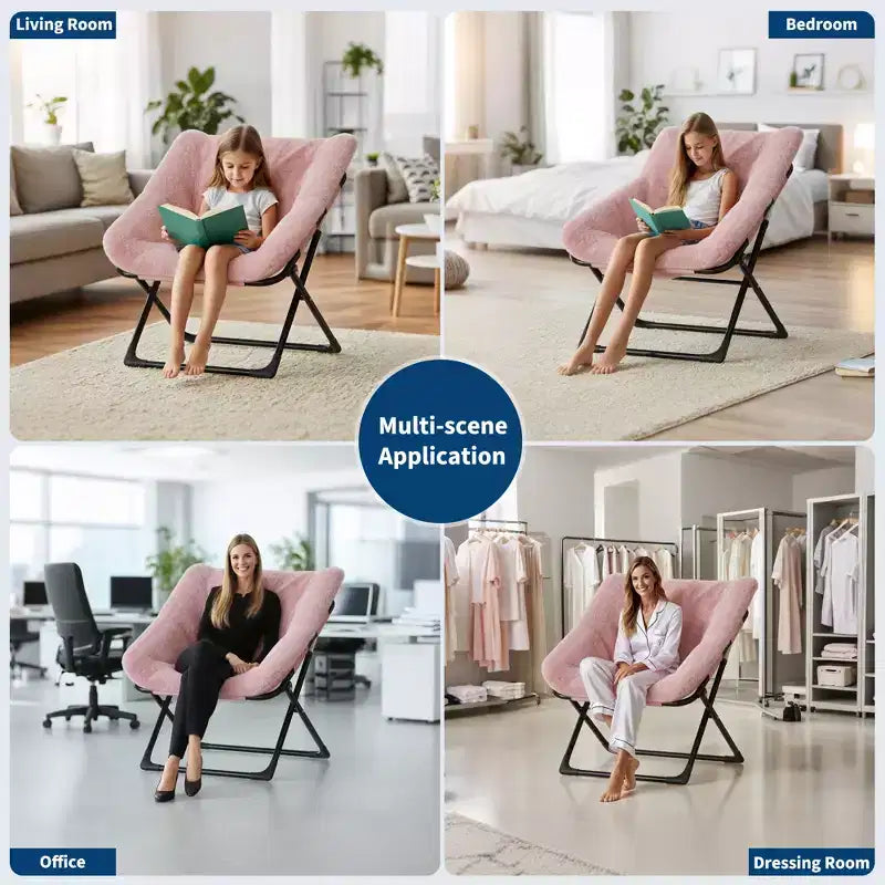 Fauteuil soucoupe, siège moelleux et confortable avec base antidérapante, fauteuil de salon pliable XL pour adolescents et adultes, fauteuil d'appoint pour chambre à coucher ou dortoir
