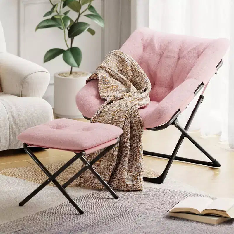 Fauteuil soucoupe, siège moelleux et confortable avec base antidérapante, fauteuil de salon pliable XL pour adolescents et adultes, fauteuil d'appoint pour chambre à coucher ou dortoir