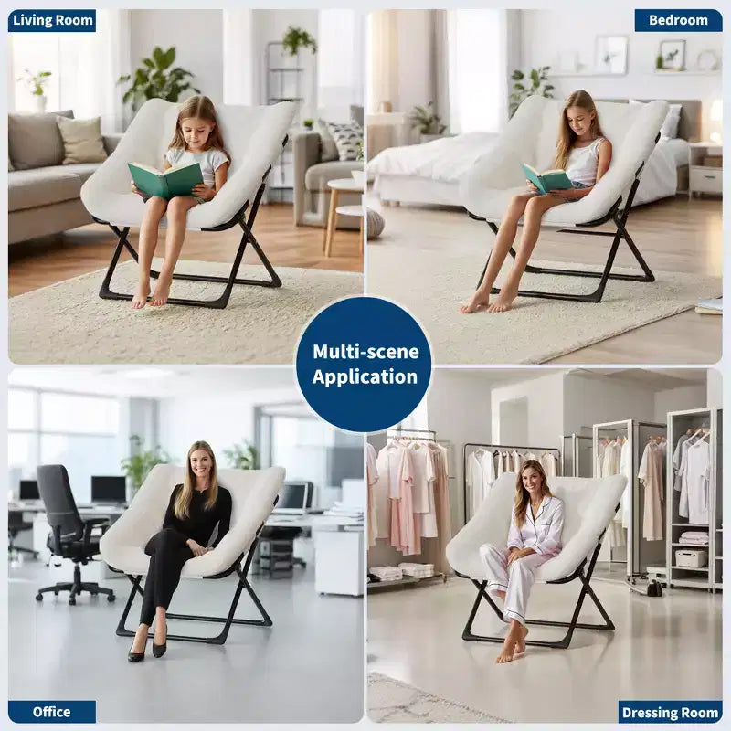 Fauteuil soucoupe, siège moelleux et confortable avec base antidérapante, fauteuil de salon pliable XL pour adolescents et adultes, fauteuil d'appoint pour chambre à coucher ou dortoir