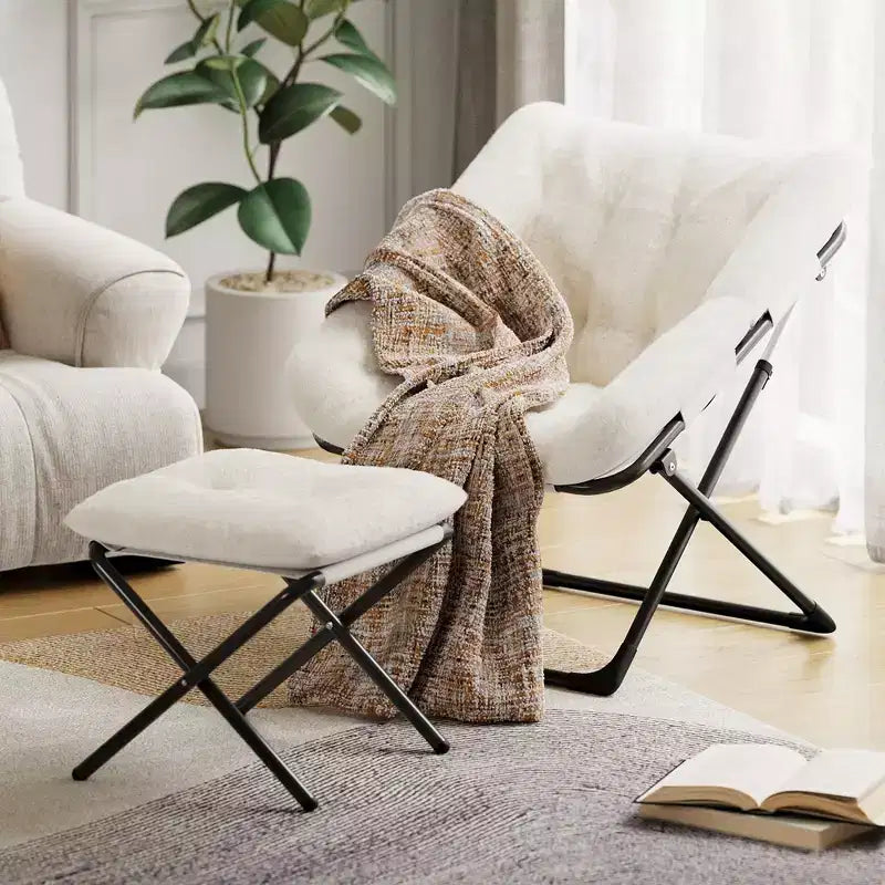 Fauteuil soucoupe, siège moelleux et confortable avec base antidérapante, fauteuil de salon pliable XL pour adolescents et adultes, fauteuil d'appoint pour chambre à coucher ou dortoir