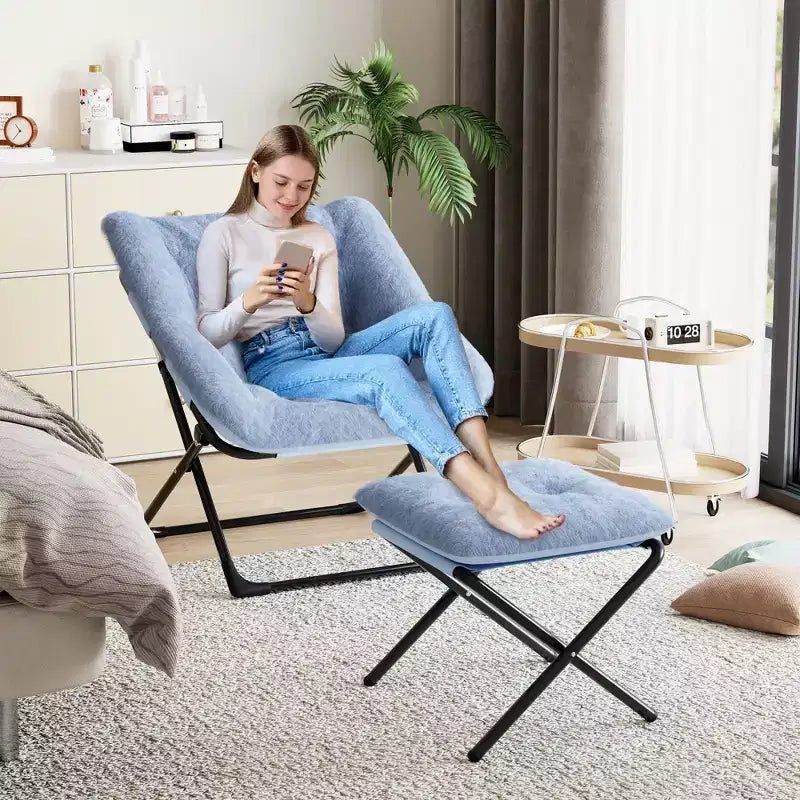 Fauteuil soucoupe, siège moelleux et confortable avec base antidérapante, fauteuil de salon pliable XL pour adolescents et adultes, fauteuil d'appoint pour chambre à coucher ou dortoir