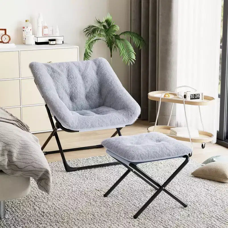 Fauteuil soucoupe, siège moelleux et confortable avec base antidérapante, fauteuil de salon pliable XL pour adolescents et adultes, fauteuil d'appoint pour chambre à coucher ou dortoir