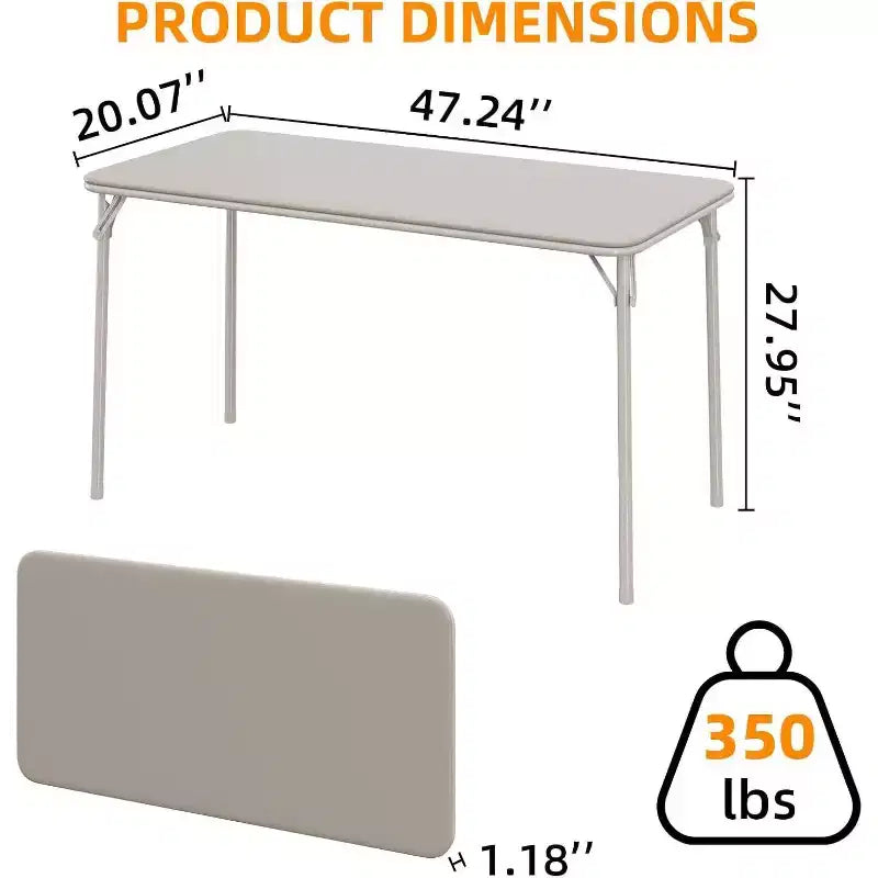 Table pliante de 4 pieds pour intérieur/extérieur, pieds métalliques verrouillables, plateau en cuir PU rembourré, pour pique-niques, fêtes, barbecues, camping