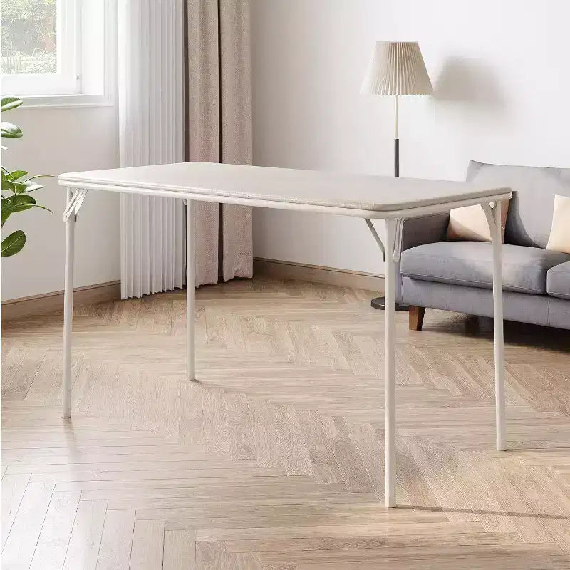 Table pliante de 4 pieds pour intérieur/extérieur, pieds métalliques verrouillables, plateau en cuir PU rembourré, pour pique-niques, fêtes, barbecues, camping