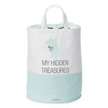 Storied Home My Hidden Treasures Cotton Storage Bag, White and Mint