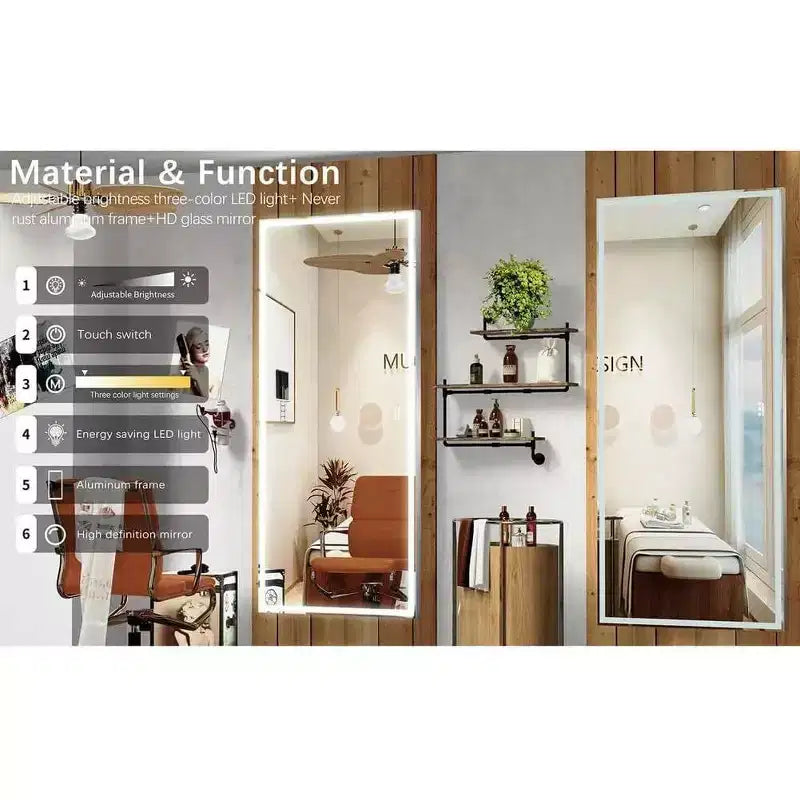 Miroir de salle de bain LED 72x32, miroir mural à cadre en aluminium, commande tactile, intensité variable, design étanche, parfait pour la salle de bain