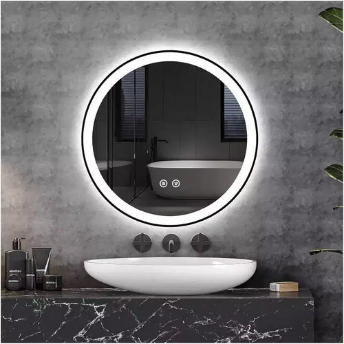 24 Modern LED Bathroom Mirror, Dual Front & Back Lighting, 3 Color Modes, Dimmable Anti-Fog Design, Square Wall Mounted Vanity Mirror