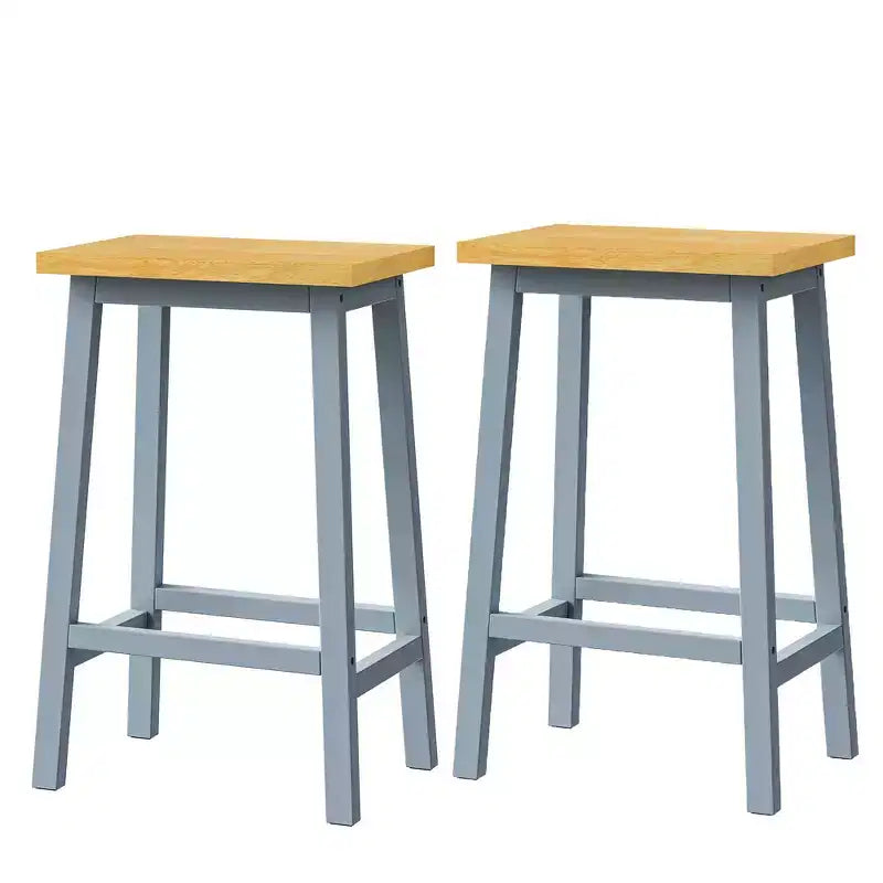 Tabourets de bar en bois massif, lot de 2, hauteur 65 cm, tabourets de comptoir de ferme avec repose-pieds