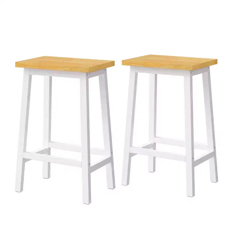 Tabourets de bar en bois massif, lot de 2, hauteur 65 cm, tabourets de comptoir de ferme avec repose-pieds