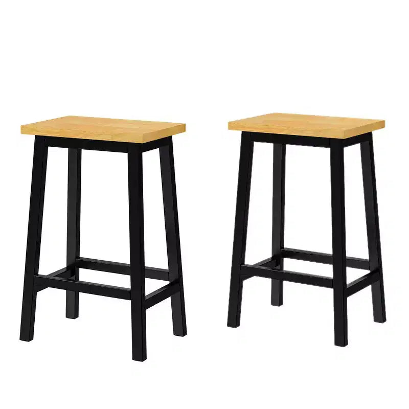 Tabourets de bar en bois massif, lot de 2, hauteur 65 cm, tabourets de comptoir de ferme avec repose-pieds