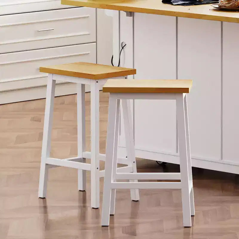Tabourets de bar en bois massif, lot de 2, hauteur 65 cm, tabourets de comptoir de ferme avec repose-pieds