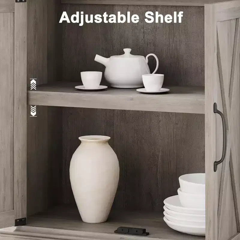 68,7Bibliothèque Étagère avec Armoire de Rangement, Meuble de Rangement sur Pied à 5 Niveaux, Bibliothèque en Bois avec Portes, Gris