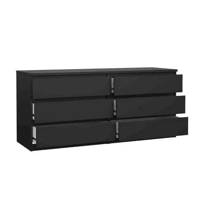 Commode double 6 tiroirs , noir mat