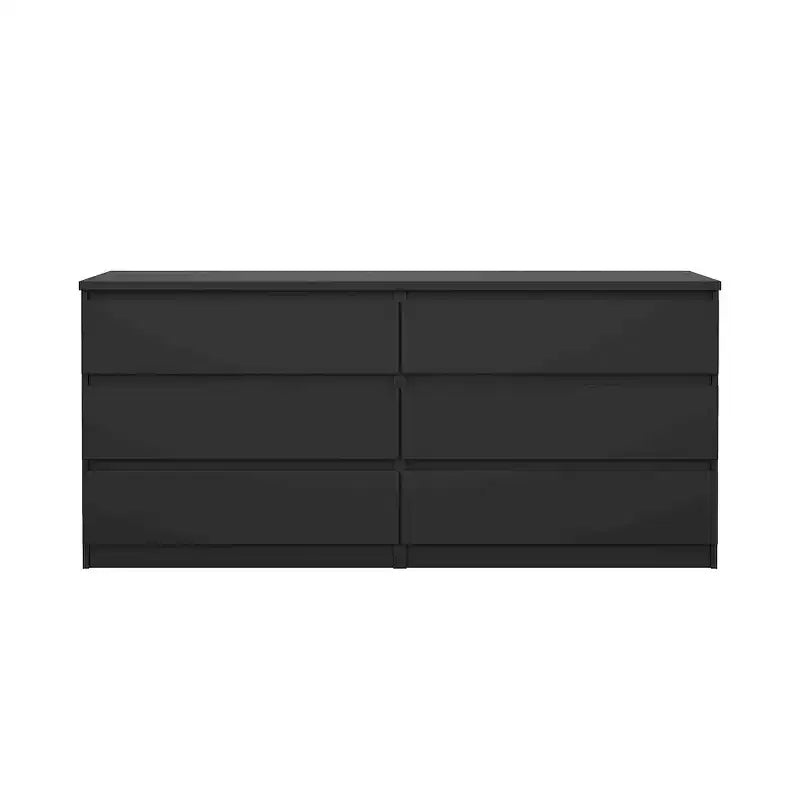 Commode double 6 tiroirs , noir mat