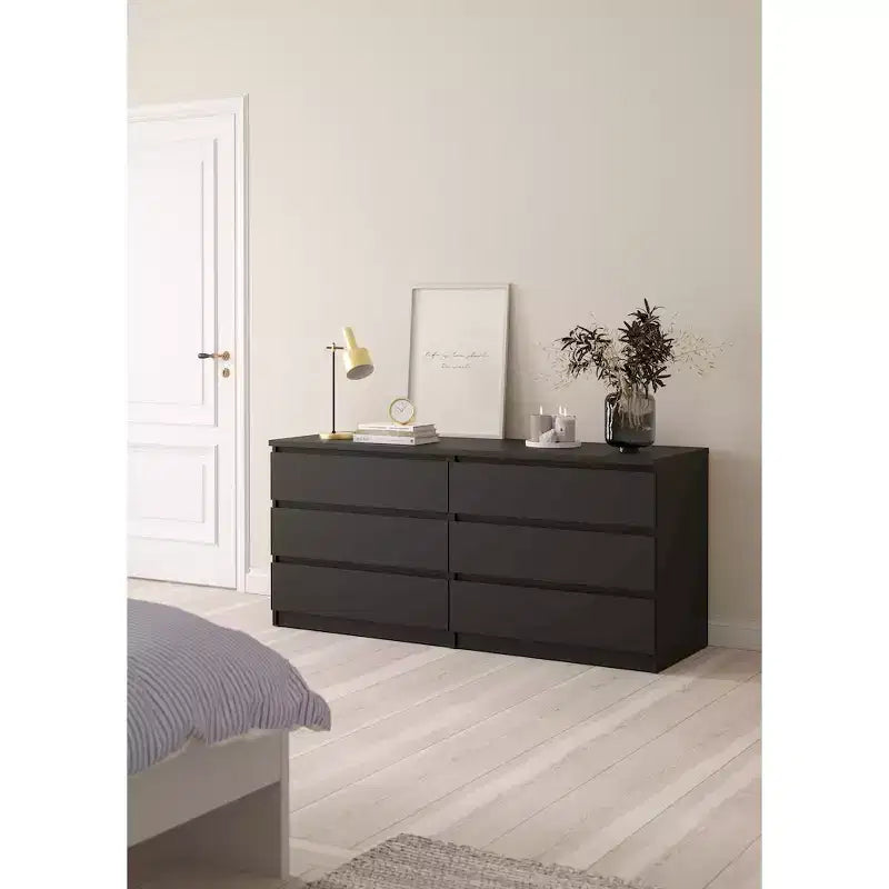 Commode double 6 tiroirs , noir mat