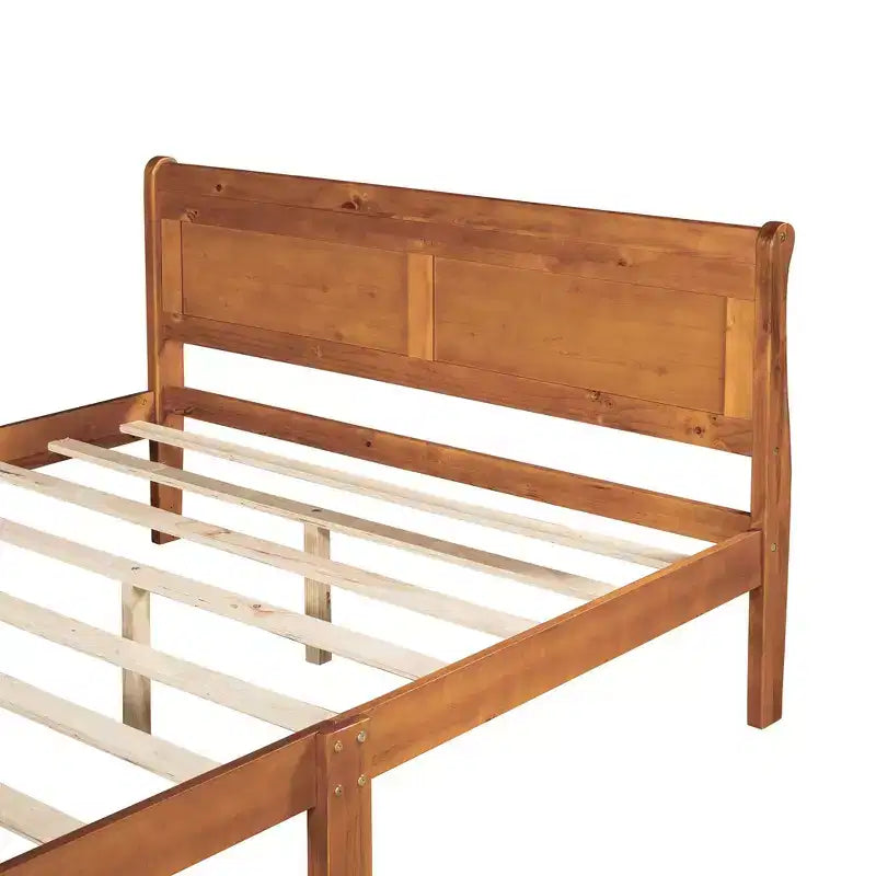 Lit plateforme Queen en bois avec tête de lit et support à lattes en bois (Chêne)