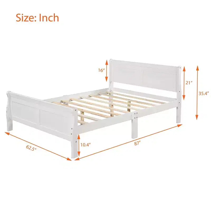 Lit plateforme Queen en bois avec tête de lit et support à lattes en bois (Chêne)