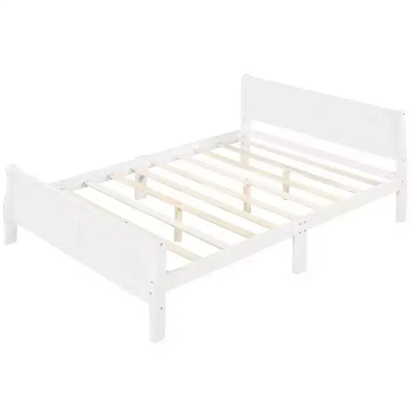 Lit plateforme Queen en bois avec tête de lit et support à lattes en bois (Chêne)