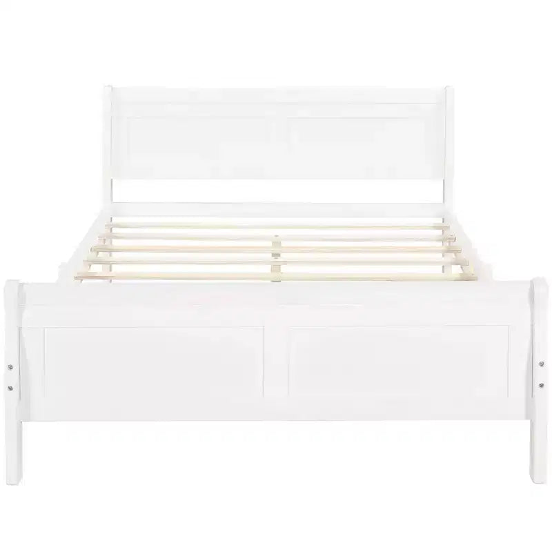 Lit plateforme Queen en bois avec tête de lit et support à lattes en bois (Chêne)