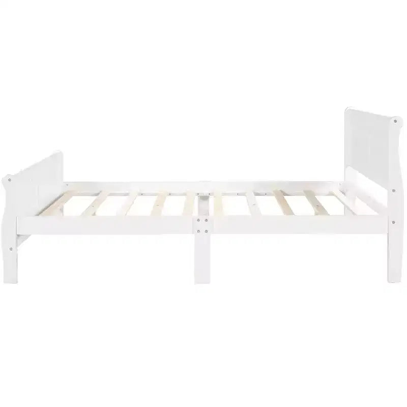 Lit plateforme Queen en bois avec tête de lit et support à lattes en bois (Chêne)