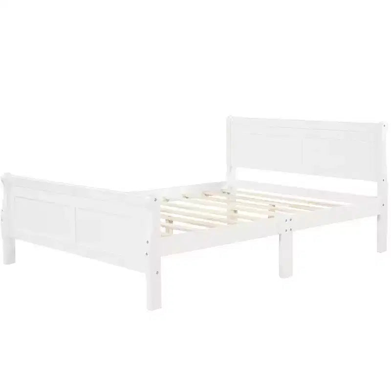 Lit plateforme Queen en bois avec tête de lit et support à lattes en bois (Chêne)