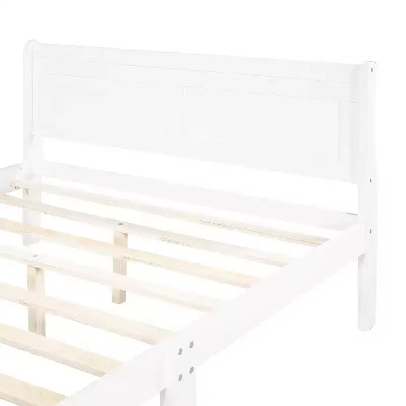 Lit plateforme Queen en bois avec tête de lit et support à lattes en bois (Chêne)