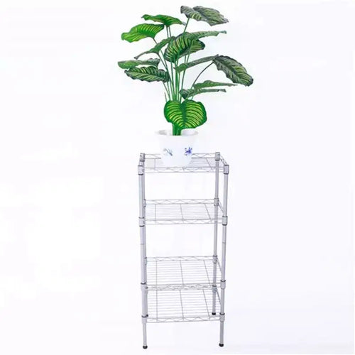 1 Set Carbon Steel+abs Carbon Steel Rectangular 4-Layer Storage Shelves Xm-207s