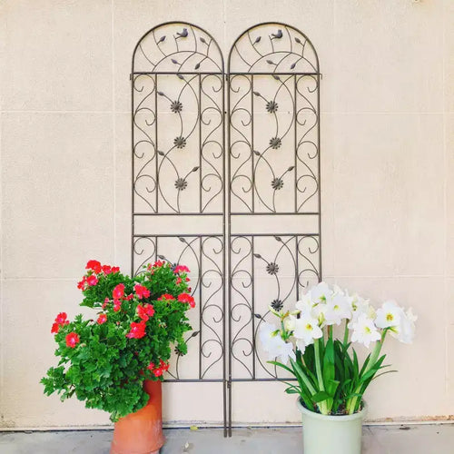 MAYEERTY 2-Pack 86.7x19.7in Metal Garden Trellis - Rustproof, Brown, for Outdoor Climbing Plants & Flowers