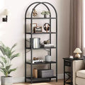 COZONY 71 Arched Bookshelf, 5-Tier Modern Bookcase with Marble Finish, Tall Storage Shelf for Home & Office