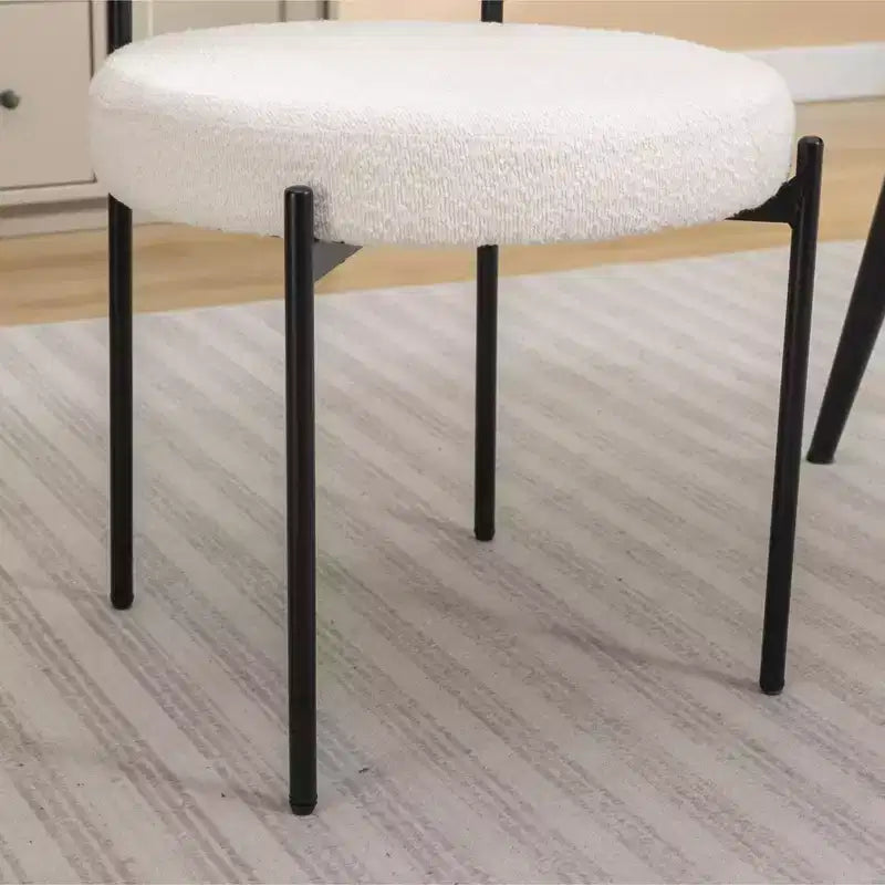 Lot de 2 chaises de salle à manger modernes en bouclette, design barillet rond, assise épaisse et pieds en métal, chaises d'appoint confortables pour cuisine ou salon