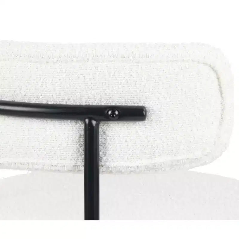 Lot de 2 chaises de salle à manger modernes en bouclette, design barillet rond, assise épaisse et pieds en métal, chaises d'appoint confortables pour cuisine ou salon