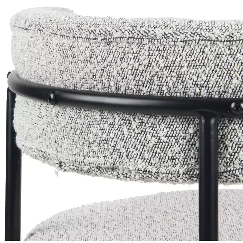 Lot de 2 chaises de salle à manger modernes en bouclette, design barillet rond, assise épaisse et pieds en métal, chaises d'appoint confortables pour cuisine ou salon