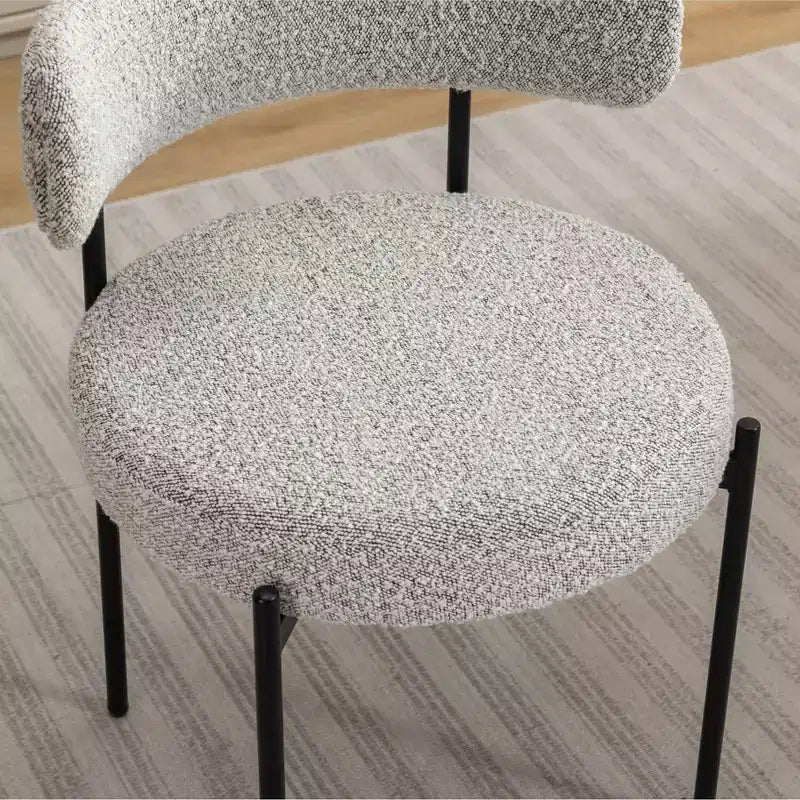 Lot de 2 chaises de salle à manger modernes en bouclette, design barillet rond, assise épaisse et pieds en métal, chaises d'appoint confortables pour cuisine ou salon
