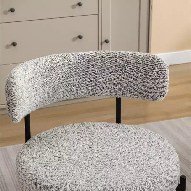 Lot de 2 chaises de salle à manger modernes en bouclette, design barillet rond, assise épaisse et pieds en métal, chaises d'appoint confortables pour cuisine ou salon
