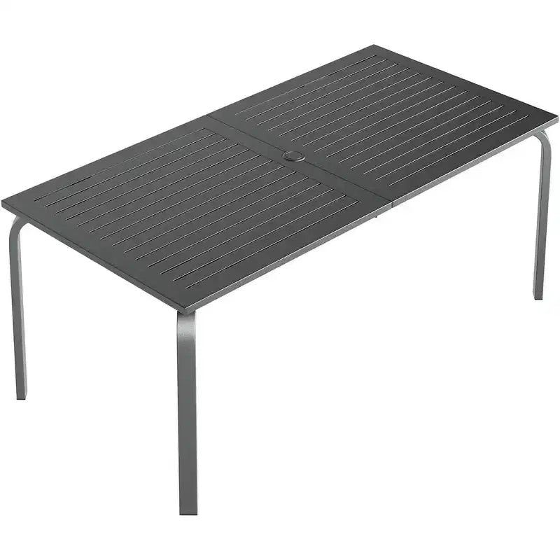CuisinSmart 71 Modern Outdoor Dining Table with Umbrella Hole, Weatherproof & Rust-Proof Design for Restaurants, Backyards, Poolside